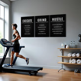 Hustle Grind Execute Wall Art Set - 3 Pieces 16"X24" Motivational Canvas Wall Art with Wooden Frame, Inspirational Quotes Decor for Office & Home Motivational Posters, Office & Gym Decor - Serenity Spaces