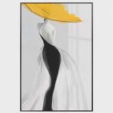 Modern Sexy Woman Yellow Hat Handmade Canvas Oil Painting Abstract Nordic Luxury Artwork Posters Living Room Canvas Wall Aesthetic Home Decor - Serenity Spaces