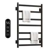 SIOYIE Towel Warmer Bathroom Wall Mounted 6 Bars Electric Towel Drying, 150 W 500 800 MM Heated Towel Rack With Intelligent Touch Screen Timer And Temperature Control Black Left - Serenity Spaces