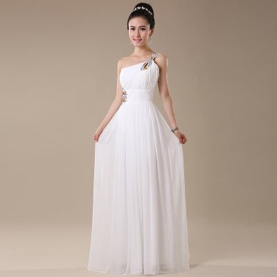 Evening dress one - shoulder dinner banquet long banquet - Serenity Spaces