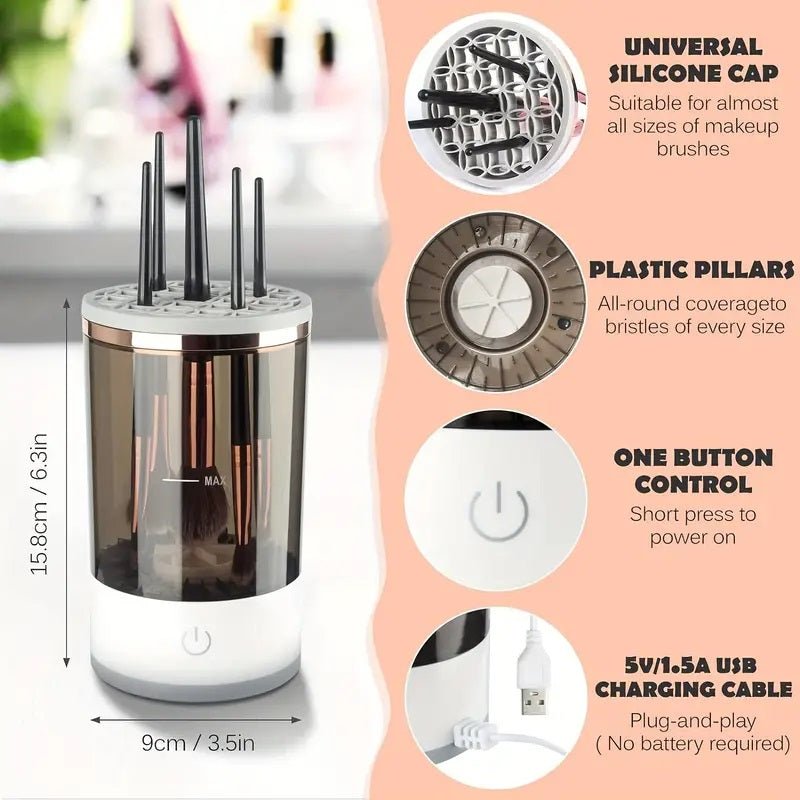 Makeup Brush Cleaner Automatic Rotating Makeup Brush Cleaner USB Portable Electric Cosmetic Makeup Brush Rotary Washing Machine - Serenity Spaces