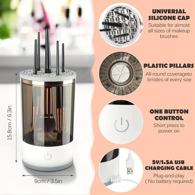 Makeup Brush Cleaner Automatic Rotating Makeup Brush Cleaner USB Portable Electric Cosmetic Makeup Brush Rotary Washing Machine - Serenity Spaces