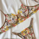 Lace Stitching Sexy Lace - up Lingerie Two - piece Set - Serenity Spaces