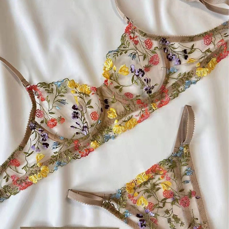 Lace Stitching Sexy Lace - up Lingerie Two - piece Set - Serenity Spaces