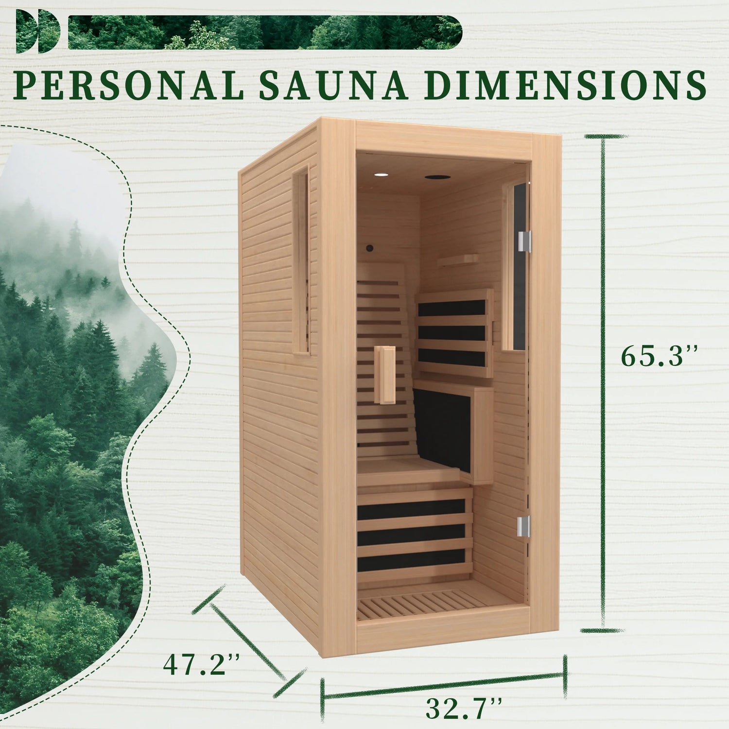 1 Person Infrared Sauna,Home Dry Sauna, Indoor Spa Room, 120V, Detox & Muscle Relaxation - Serenity Spaces