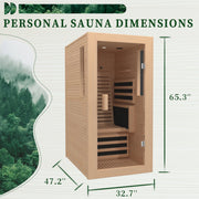 1 Person Infrared Sauna,Home Dry Sauna, Indoor Spa Room, 120V, Detox & Muscle Relaxation