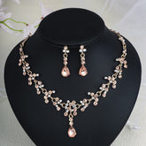 Rhinestone Pearl Earrings And Necklace Set Women - Serenity Spaces