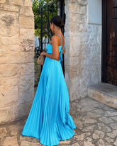 Ins Pleated Sleeveless Sling Dress Hollow High Waist Halter Robe Dresses For Evening Party Club Clothing Women - Serenity Spaces