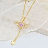 Moving Cupid Heart Angel Wings Tassel Necklace With Crystal Clavicle Chain Women Jewelry Gift Valentine&