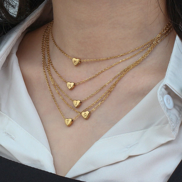 Heart Initial Gold Necklace - Serenity Spaces