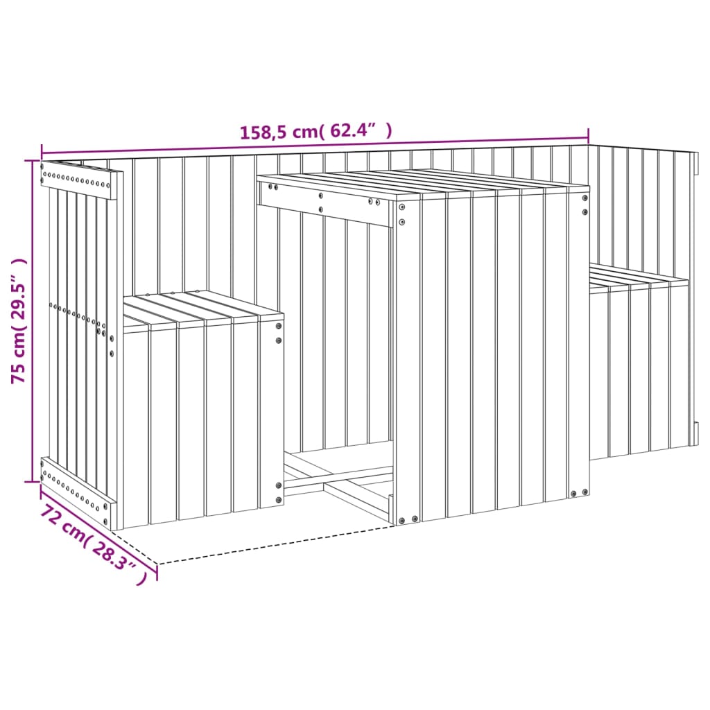 Balcony Furniture Set 2 - Seater Solid Pine Wood - Serenity Spaces