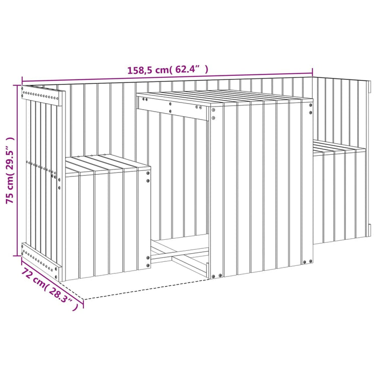 Balcony Furniture Set 2 - Seater Solid Pine Wood - Serenity Spaces