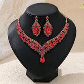 Rhinestone Pearl Earrings And Necklace Set Women - Serenity Spaces
