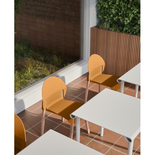 4 - Pack Grey Blue Chairs Red Oak Wood Legs & PP Seat, Indoor Dining & Living Room Furniture Set - Serenity Spaces
