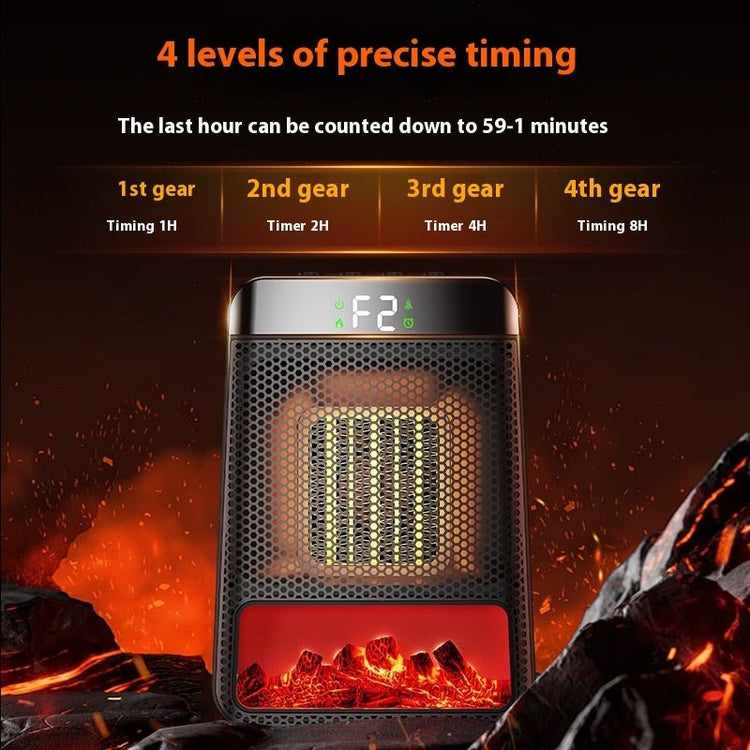 Fan Heater 3D Dynamic Flame Bathroom Home Heater 1500W Portable Household ECO Electric Heater PTC Fast Heating Shake Head Warmer - Serenity Spaces