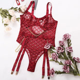 One - piece Lingerie One Piece Metal Chain Grid Passion Sexy Underwear - Serenity Spaces