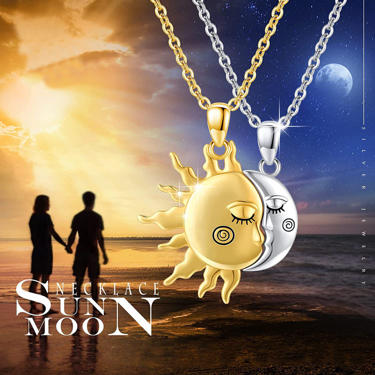 18K Golden Magnetic Sun Star Necklace Fashion Personality Couple Pendant Necklace Valentine&