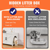 Cat Litter Box Enclosure Wooden Litter Box Furniture Hidden 2 Rooms White - Serenity Spaces