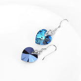 Austrian Crystal Heart Drop Dangle Earrings for Women Sterling Silver Heart Earrings Christmas Gift Birthday Gift Anniversary Jewelry Gift for Women - Serenity Spaces