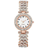 Fashion Jewelry 2pcs Luxury Fashion Women Watch Set Silver Strap Ladies Quartz Wristwatch Alloy Bracelet For Ladies Jewelry Set Clock Gift - Serenity Spaces