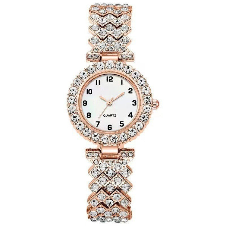 Fashion Jewelry 2pcs Luxury Fashion Women Watch Set Silver Strap Ladies Quartz Wristwatch Alloy Bracelet For Ladies Jewelry Set Clock Gift - Serenity Spaces
