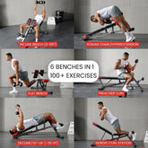 Multi - Functional FID Weight Bench for Full All - In - One Body Workout – Hyper Back Extension, Roman Chair, Adjustable Ab Sit up Bench, Incline Decline Bench, Flat Bench - Serenity Spaces