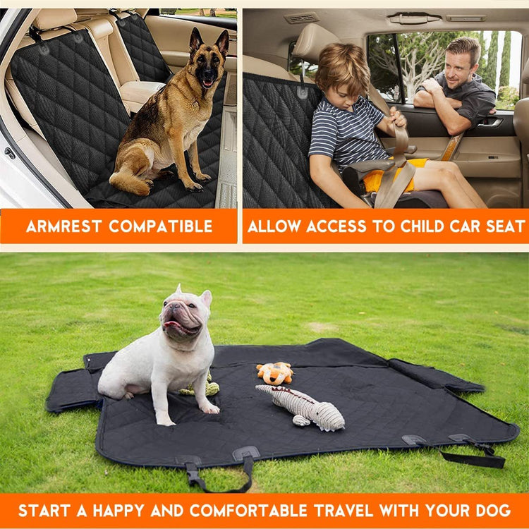 Dog Car Seat Cover, Back Seat Cover for Dogs Pet Car Seat Protector Waterproof Bench Car Seat Cover, Non - Slip Reat Seat Cover Fits Middle Armrest for Most Cars Trucks Suvs - Black - Serenity Spaces
