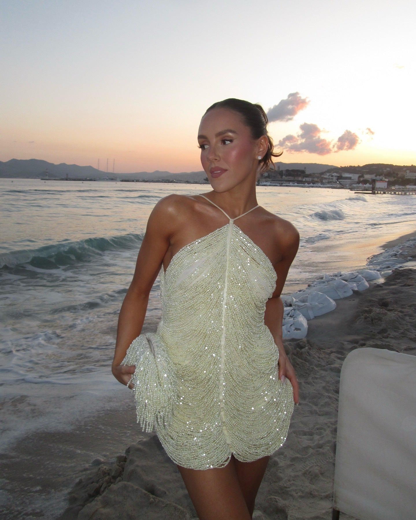 Sequin Tassel Halter Party Dress For Women - Serenity Spaces