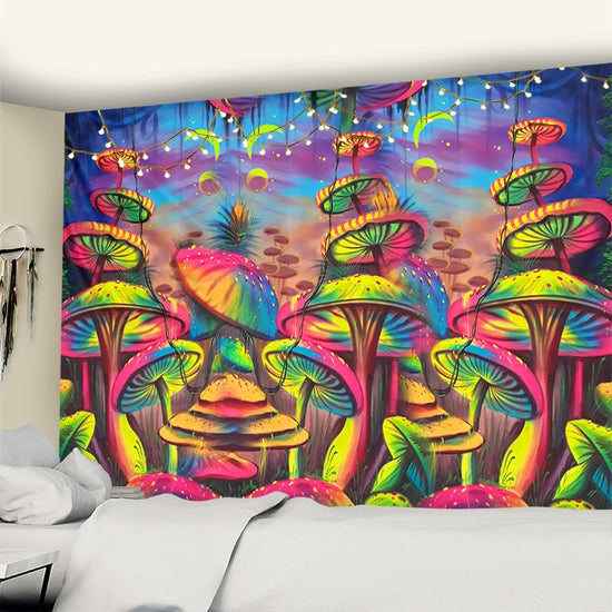 Dream Mushroom Psychedelic Rug Boho Home Decor - Serenity Spaces