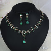 Rhinestone Pearl Earrings And Necklace Set Women - Serenity Spaces