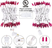 Christmas Pink Mini String Lights - 100 Count 25 Feet Detachable Incandescent Bulb Waterproof Fairy Lights Plug in for Indoor Outdoor Party Patio Xmas Tree Valentine'S Day Decoration, White Wire