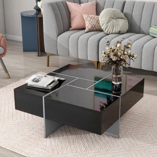 Unique Design Coffee Table With 4 Hidden Storage Compartments - Serenity Spaces