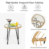3 Pieces Rattan Furniture Set With Cushioned Chair Table - Serenity Spaces