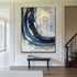 Luxury Handmade Abstract Oil Painting Wall Art Modern Golden Blue Minimalist Texture Canvas Mural For Living Room Decor Frameless - Serenity Spaces