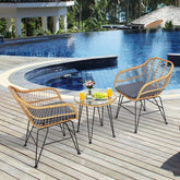 3 Pieces Rattan Furniture Set With Cushioned Chair Table - Serenity Spaces