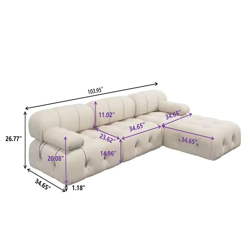 Nordic Modern Apartment Furniture Fabric Buckle Design Sofa Living Room Couch Light Luxury Sponge Sofa For Lock Design - Serenity Spaces