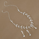 Rhinestone Pearl Earrings And Necklace Set Women - Serenity Spaces