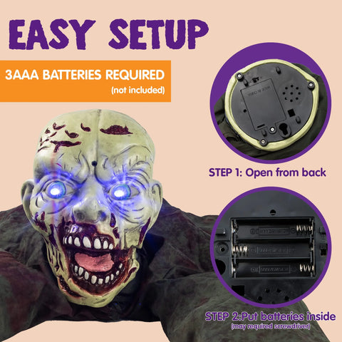 Halloween Groundbreaker Animated Halloween Decorations Zombie with Creepy Sound and Flashing Eyes,Outdoor Scary Halloween Yard Decorations,Haunted House Decorations