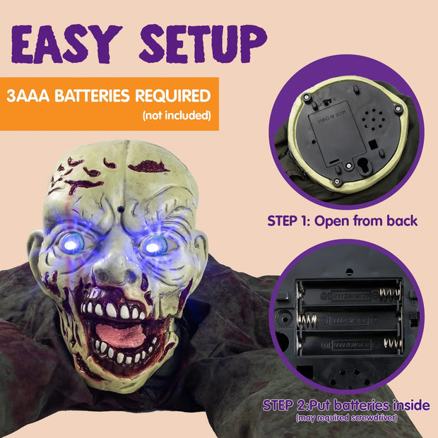 Halloween Groundbreaker Animated Halloween Decorations Zombie with Creepy Sound and Flashing Eyes,Outdoor Scary Halloween Yard Decorations,Haunted House Decorations