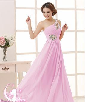 Evening dress one - shoulder dinner banquet long banquet - Serenity Spaces