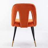 A A Furniture Akoya Collection Modern Contemporary Velvet Upholstered Dining Chair With Nailheads And Gold Tipped Black Metal Legs Orang Set Of 2 - Serenity Spaces