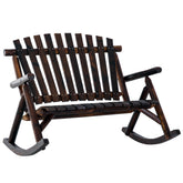 Classic Wooden High - Back Rocker, Carbonized For Garden Serenity & Relaxation, Durable Outdoor Furniture - Serenity Spaces
