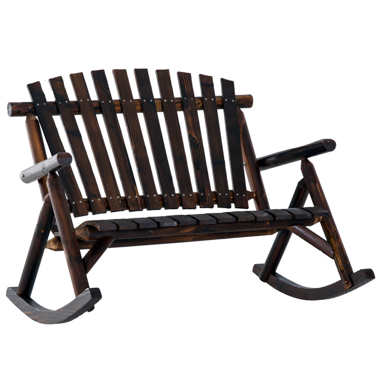 Classic Wooden High - Back Rocker, Carbonized For Garden Serenity & Relaxation, Durable Outdoor Furniture - Serenity Spaces