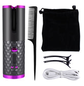 Rechargeable Automatic Hair Curler Women Portable Hair Curling Iron LCD Display Ceramic Curly Rotating Curling Wave Styer - Serenity Spaces