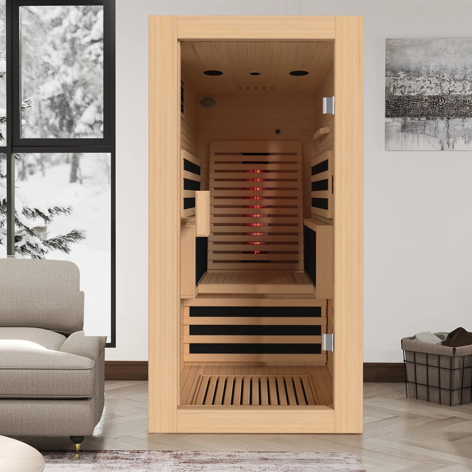 1 Person Infrared Sauna,Home Dry Sauna, Indoor Spa Room, 120V, Detox & Muscle Relaxation - Serenity Spaces