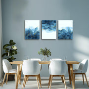 Abstract Canvas Wall Art for Living Room Bedroom Decoration Office Wall Painting,Bathroom Wall Decor Gray Blue Canvas Pictures Modern Home Decoration Wall Artwork,Fashion Wall Art 16X12 Inch/ 3 Piece