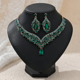 Rhinestone Pearl Earrings And Necklace Set Women - Serenity Spaces