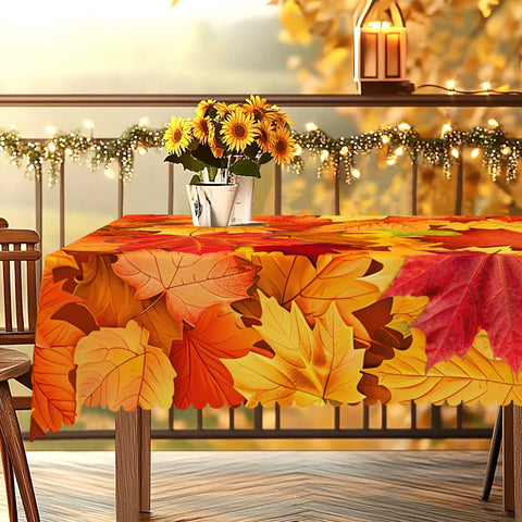 Gnizamafall Autumn Decoration Thanksgiving Gift Rectangular round Tablecloth, Maple Leaf Pattern Design, Thanksgiving Decoration