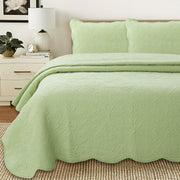 100% Cotton Medallion Matelasse Embossed Bedding Quilt Set, Reversible Lightweight Bedspread, Coverlet for All Season (Blantyre - Green, Twin - 2 Piece)