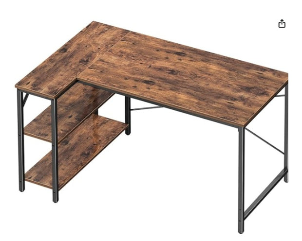 L Shaped Desk 47 Inch Computer Desk Gaming Furniture Corner Desks Home Office PC Table With Reversible Storage Shelves